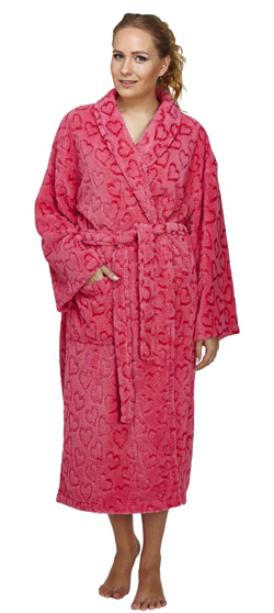 Heart Design Shawl Fleece Bathrobe